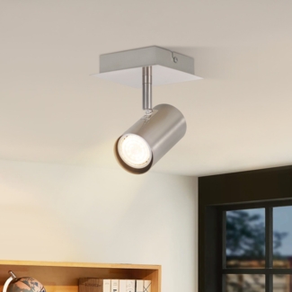 ZMH Deckenstrahler 1 Flammig Flurlampe GU10 - LED Deckenspots Nickel 330°Schwenkbar Modern Deckenlampe Innen für Schlafzimmer Wohnzimmer Kinderzimmer Küche Flur Ohne Leuchtmittel