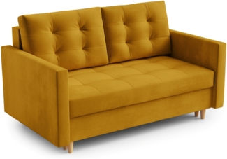 AX LIVING Spaxton 2 Sitzer Sofa Klein 155 cm Bernstein mit Schlaffunktion