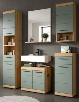 Badmöbel Set in Shawn grün und Eiche 5-teilig 164 cm