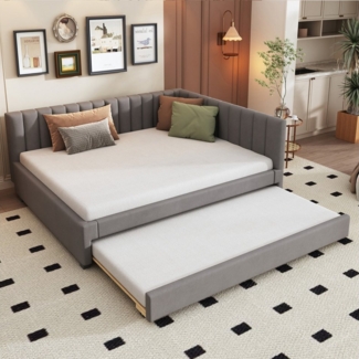 Flieks Polsterbett, Samt Daybett Tagesbett Schlafsofa 140x200 cm mit Ausziehbett 90x190 cm