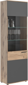 Vitrine Montery / Mason , Holzwerkstoff , Grau, Holzfarben , 57 x 200 x 37 cm