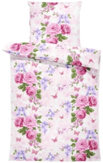 One Home Bettwäsche Schmetterlinge lieben Blumen, Mikrofaser, 4 teilig, floral und geblümt, Übergröße