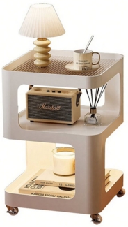TWSOUL Beistelltisch 3-stöckiger Nachttisch Metallrahmen+Glasplatte, Sensor-LED&Rollen, Couchtisch Ohne Montage, 35x59 cm Wohnzimmer, Schlafzimmer, Terrasse