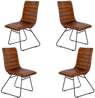 Casa Moro Esszimmerstuhl Lederstuhl Polsterstuhl Braun Echtleder Bezug (Retro Stuhl in Braun, handgefertigte Designer Esszimmerstühle)