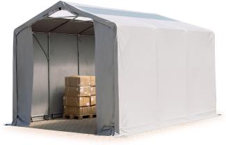 Zelthalle 4x6 m Lagerzelt Industriezelt 3m Seitenhöhe PVC Plane 850 N mit Oberlicht grau 100% wasserdicht mit Reißverschlusstor