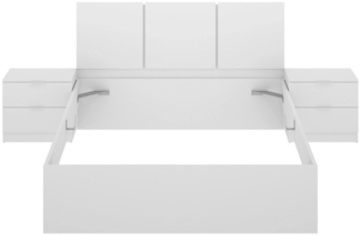 Dmora Doppelbett Marika, Struktur des Container-Betts, Sommier mit Verkleidung, Matratzenhalterstruktur, 267x205 h96 cm, Weiß