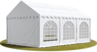 TOOLPORT Festzelt Partyzelt 4x6 m PREMIUM, hochwertige PVC Plane 750 N in weiß 100% wasserdicht mit Bodenrahmen