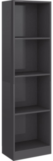 vidaXL Bücherregal 4 Fächer Hochglanz-Grau 40x24x142 cm Holzwerkstoff 800845