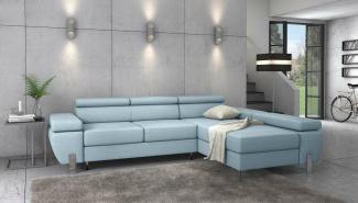 Stylefy Fressa Ecksofa Rechts Struktur Hellblau