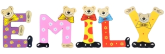 Playshoes Deko-Buchstaben (Set, 5 St), Kinder Holz-Buchstaben Namen-Set "EMILY" in bunten Farben