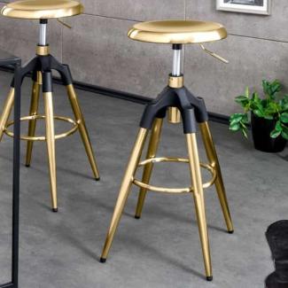 Urbaner Barhocker FABRICA gold schwarz höhenverstellbar Metall Industrial