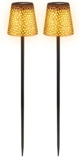 2x LED Solar Außenleuchte, Lichtspiel, Akku, gold, H 70cm