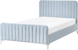 Bett mit Lattenrost Samtstoff LUNAN 120 x 200 cm Hellblau
