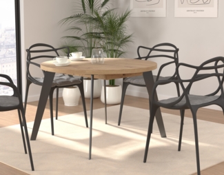 FORTE Tables Esstisch ausziehbar, Holzwerkstoff, Braun, 110 x 74,5 x 110 cm