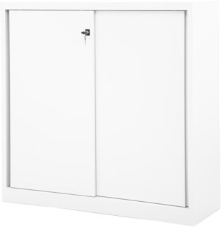 BISLEY ECO Schiebetürenschrank aus Metall abschließbar 3 OH in verkehrsweiß Aktenschrank Werkzeugschrank Schrank mit Schiebetüren, SD12112S-696
