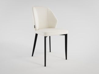 Esszimmerstuhl Design Küchenstuhl Jona Kunstleder creme Metallbeine : Creme Ivory