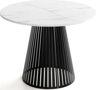 WFL GROUP Esstisch Naro Black (erhältlich in 2 Größen – 100/120 cm, ausziehbar auf 180/200 cm), platzsparender Tisch mit Lamellen für Küche, Esszimmer oder Wohnzimmer