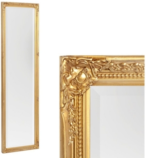 LebensWohnArt Wandspiegel Spiegel GRACY barock Antik-Gold 150x40cm Holzrahmen