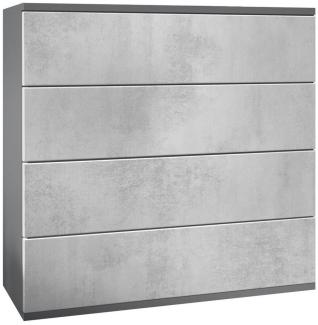 Vladon Kommode Pavos V3 (Sideboard hängend, mit 4 Schubladen), Anthrazit matt/Beton Oxid Optik (76 x 94 x 35 cm)