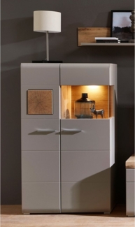 Lomadox Highboard FARO-36, basalt Absetzungen Eiche Hirnholz und Beleuchtung 80/139/37 cm