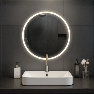 CLP Badspiegel Laconia Bluetooth-Lautsprecher Anti-Beschlag LED-Beleuchtung dimmbar,Ø 60