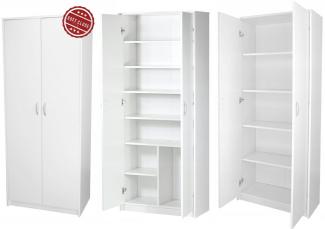 Schrank Mehrzweckschrank mit Soft Close Türdämpfer weiß 74cm Breite 180cm Höhe mit Vier Einlegeböden, Aktenschrank Haushaltsschrank Organizer aus MDF Holz