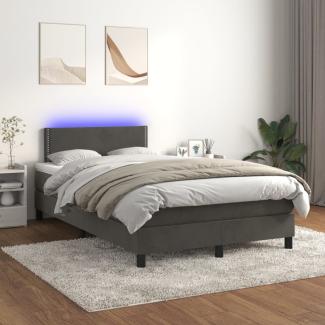 vidaXL Polsterbett mit Matratze & LED Dunkelgrau 120x200 cm Samt [3134334]
