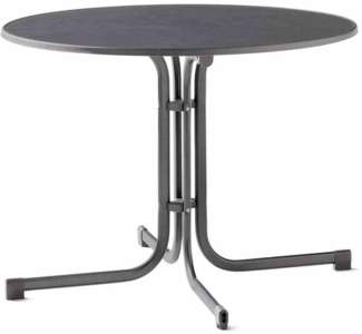 SIEGER Boulevard-Klapptisch, Ø 100 cm, eisengrau Gestell aus Stahl in eisengrau, Tischplatte aus Mecalit®-Pro in anthrazit