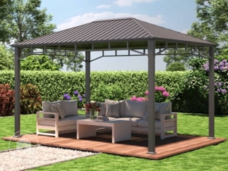 Gartenpavillon 3x4 m Stahldach Hardtop ohne Seitenteile, Pfosten 9x9 cm