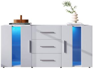 OKWISH Sideboard TV schrank Kommode, Standschrank Lagerung-Schrank Einhei (140*35*70cm, mit 16 Farben LED-Leuchten für Esszimmer Wohnzimmer), Große tragende stabile Struktur