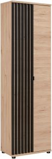 Diele Schrank Pedro A in Hickory Jackson mit Schwarzen Lammellen 60 x 202 x 35