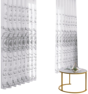 BYSURE Vorhang Blumen Stickerei Vorhänge (2 St), Ösen, transparent, Voile, Bestseller, Gardine, 2 Set Ösenvorhang, Fensterschal für Wohnzimmer