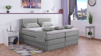 Meisterbetten Boxspringbett Dora 240x220 in W-Silver Grey, Matratzenbezug Nano, Komfortschaum-Topper