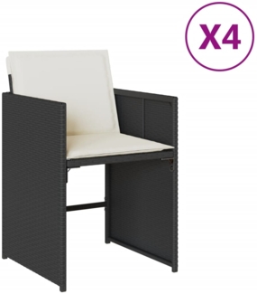 vidaXL Gartenstühle mit Kissen 4 Stk. Schwarz Poly Rattan 4007455