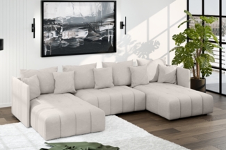 AX LIVING Mersino Eckschlafcouch mit Bettkasten 353 cm beige
