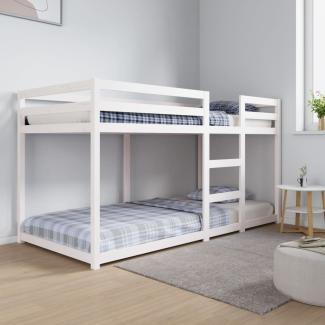 vidaXL Etagenbett Weiß 90x200 cm Massivholz Kiefer 3206505