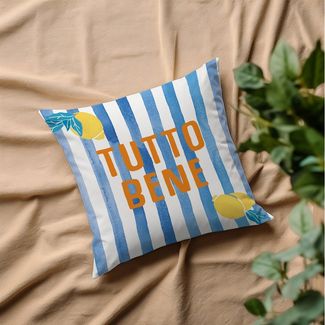 queence Dekokissen Tutto Bene blau weiß gestreift, Beidseitig bedruckte Kissenhülle, Kissen 40x40cm, inkl. Reißverschluss