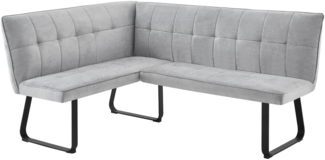 byLIVING Eckbank TALEA/Webstoffbezug in hellgrau, Gestell in schwarz/Große Eckbank L-Form, Langer Schenkel rechts, komfortable Nosaqfederung/Sitzbank/Essbank/Maße: 128x168, H 93,5 cm