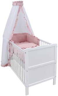Baby-Delux Komplettbett Babybett Jack Komplettset Royal Rüsche, 10-tlg, Kinderbett 70x140 cm weiß, Bettset verschiedene Designs