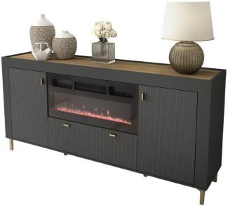 Compleo Kommode gerillte Kommode mit elektrischem Kamin TRENDS, Modern Wohnzimmer