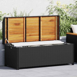 vidaXL Sitzbank mit Stauraum 120 cm Poly Rattan Schwarz 46480