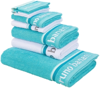 Bruno Banani Handtuch Set Maja, 1 Duschtuch, 2 Handtücher, 2 Gästehandtücher, 2 Waschhandschuhe, Walkfrottee (Set, 7-St), mit Bordüre und Markenlogo, 7 teiliges Handtücher Set, 100% Baumwolle
