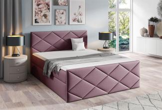 Boxspringbett Schlafzimmerbett KOSMOS 200x200 cm Stoff Fancy Altrosa