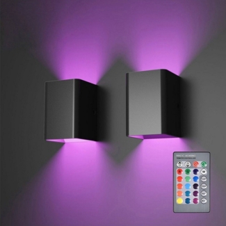MUPOO LED Außen-Wandleuchte LED-Wandleuchte 2 Stück Auf & ab Wand Strahler Licht 5W, RGB-mit Fernbedienung, LED fest integriert