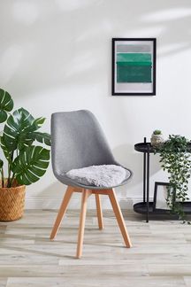 andiamo Kunstfell Sitzkissen Alpa gemütliche Sitzunterlage 35mm Florhöhe weich und Flauschiges Dekofell Silber 34 cm rund, 34x34 cm