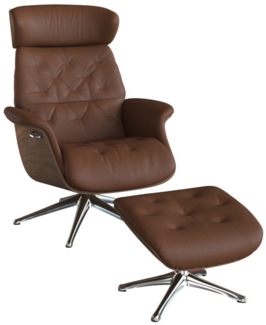 FLEXLUX Relaxsessel Volden, Funktionsessel, Polstersessel, Armlehnen-, TV-Fernsehsessel, Rücken- und Kopfteilverstellung, Drehbar, Fuß Alu, Armlehne Walnuss