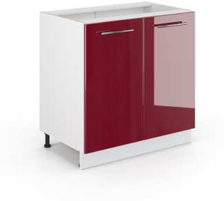 Vicco Midischrank Bordeaux Hochglanz 80x82 cm mit Regal, ohne Arbeitsplatte, Fame-Line