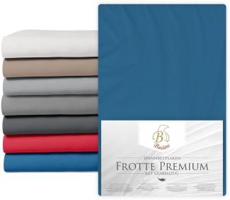 Premium Boxspring Bettlaken Frotte 140x200 Blau