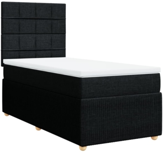 vidaXL Boxspringbett mit Matratze Schwarz 80x200 cm Stoff 3291885
