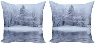 Abakuhaus Kissenbezüge Modern Accent Doppelseitiger Digitaldruck, (2 Stück), Weihnachten Winter Blizzard Wald